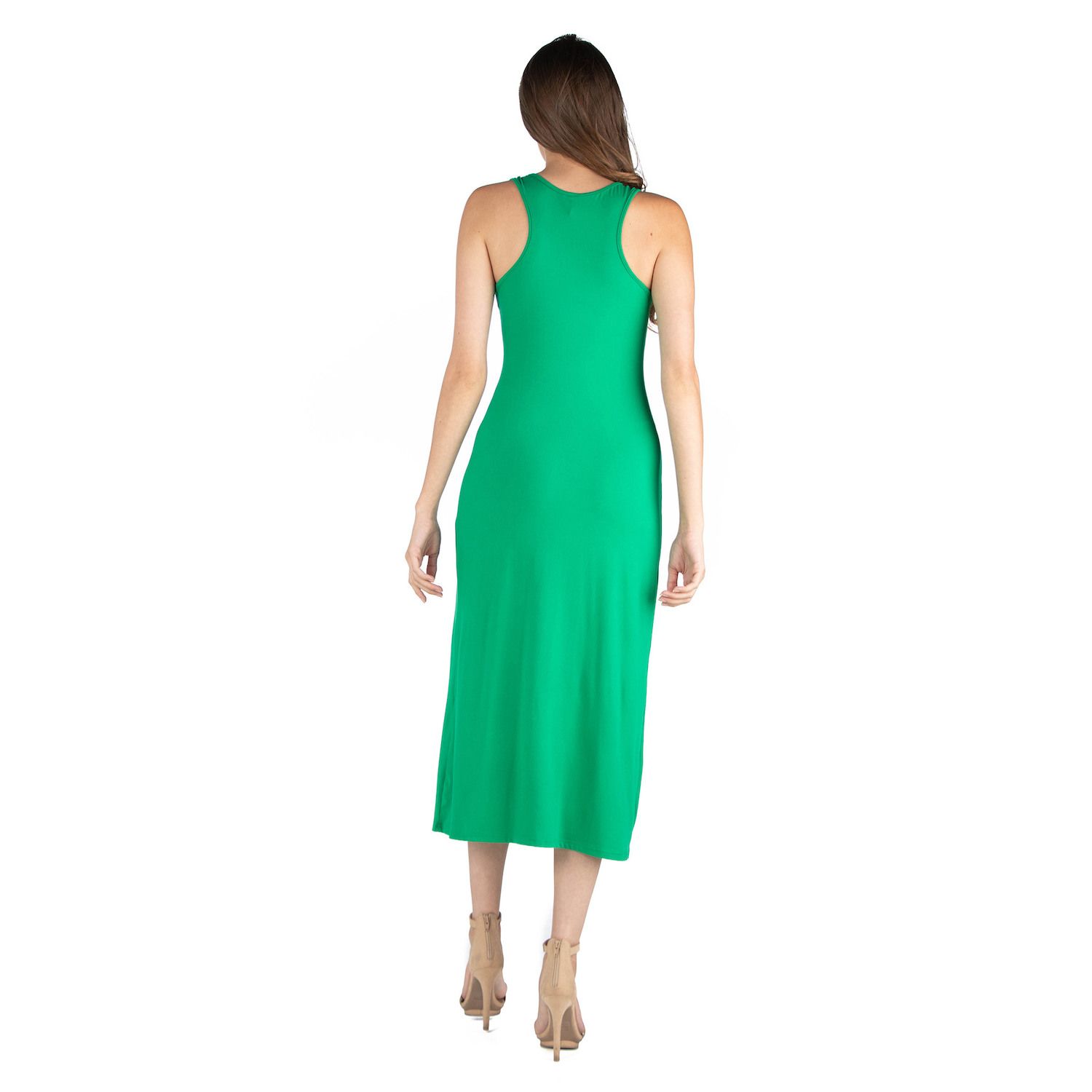 Женское платье макси 24seven Comfort Apparel с круглым вырезом и майкой-борцовкой 24Seven Comfort Apparel, зеленый