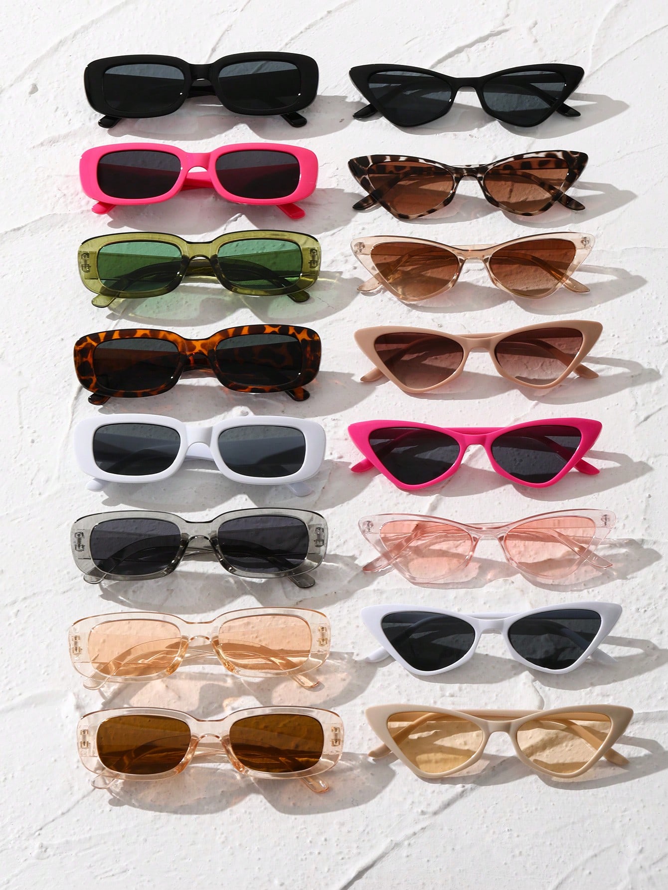 16 шт. женские модные пластиковые прямоугольные оправы Y2K модные солнцезащитные очки для повседневного украшения