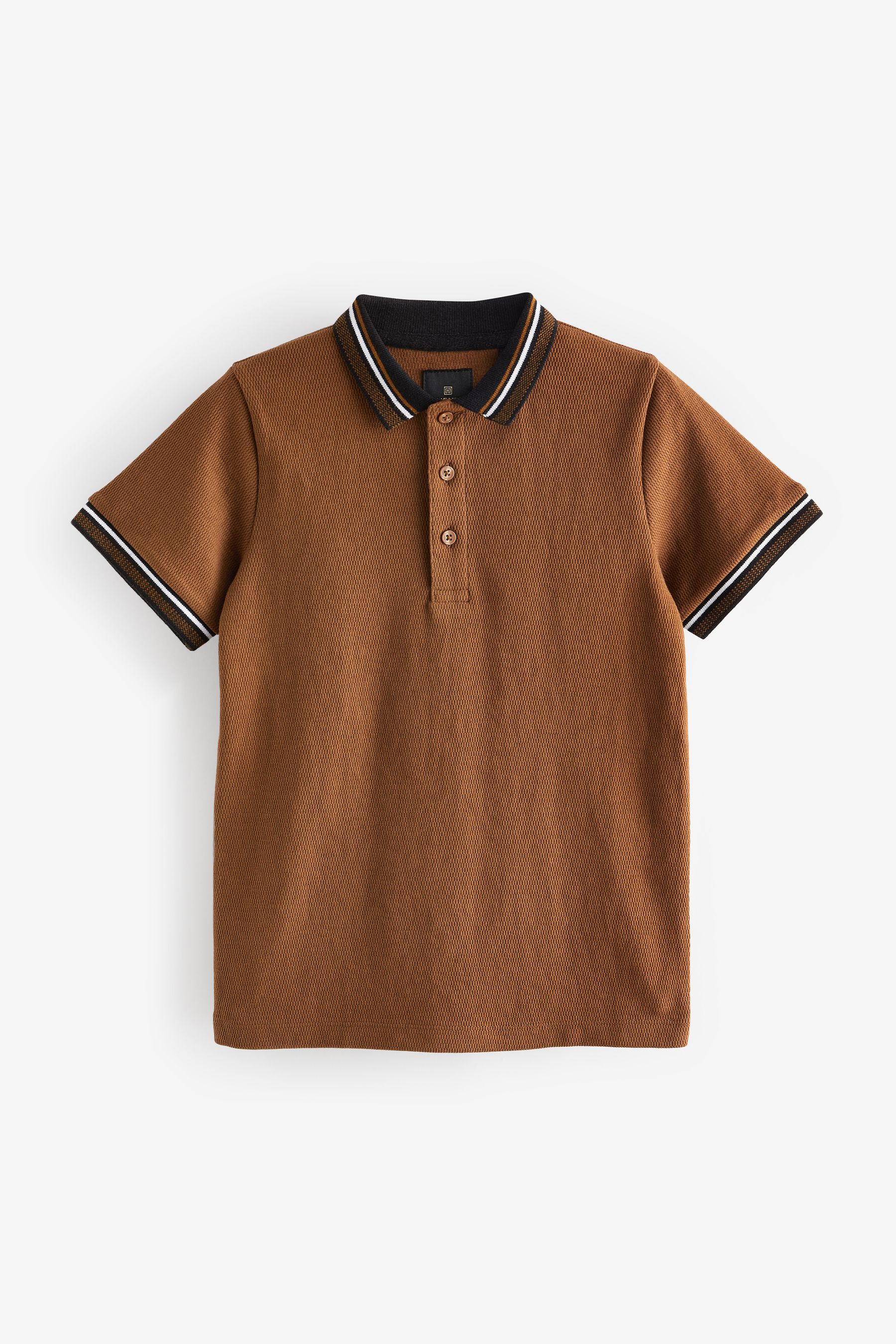 Жаккардовая рубашка-поло с короткими рукавами Next, коричневый