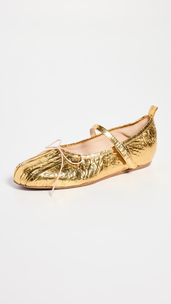 

Балетки Simone Rocha Classic Pleated Toe Ballerinas, золотой