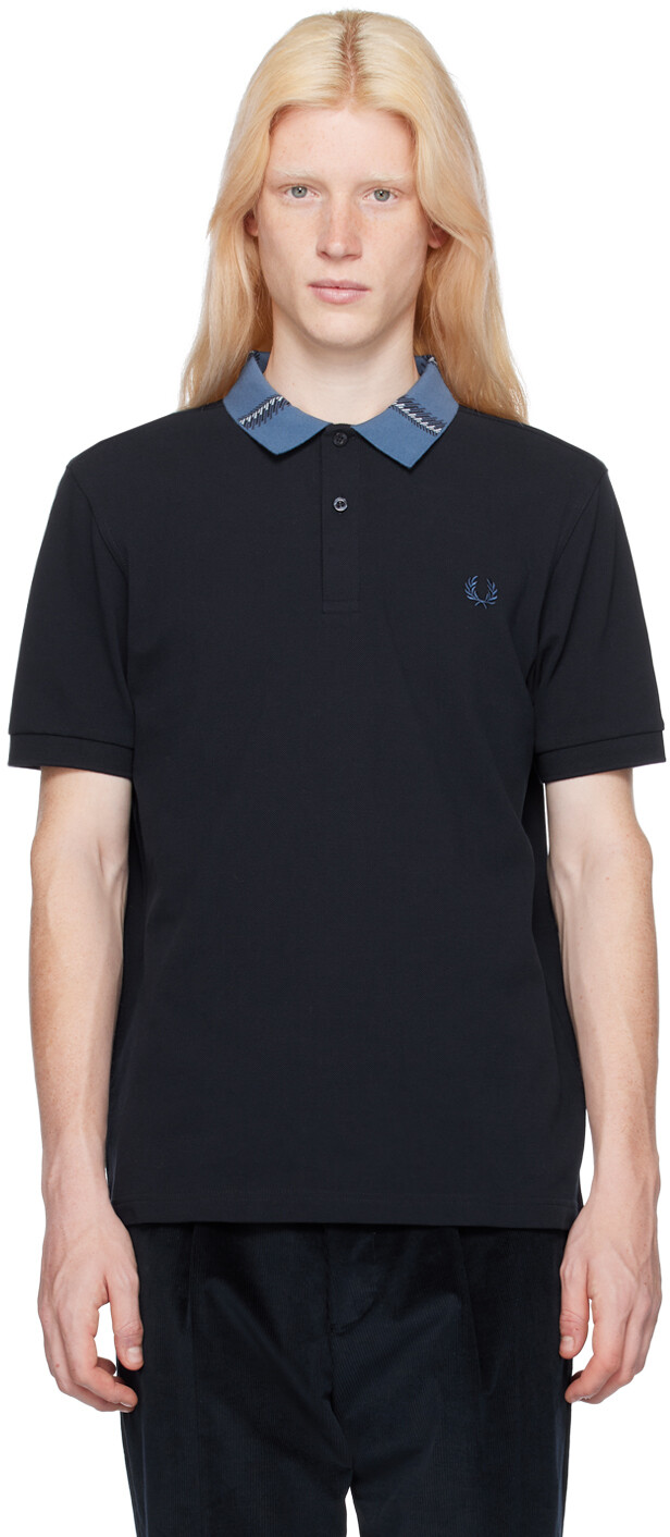 

Темно-синяя футболка-поло с графическим рисунком Fred Perry