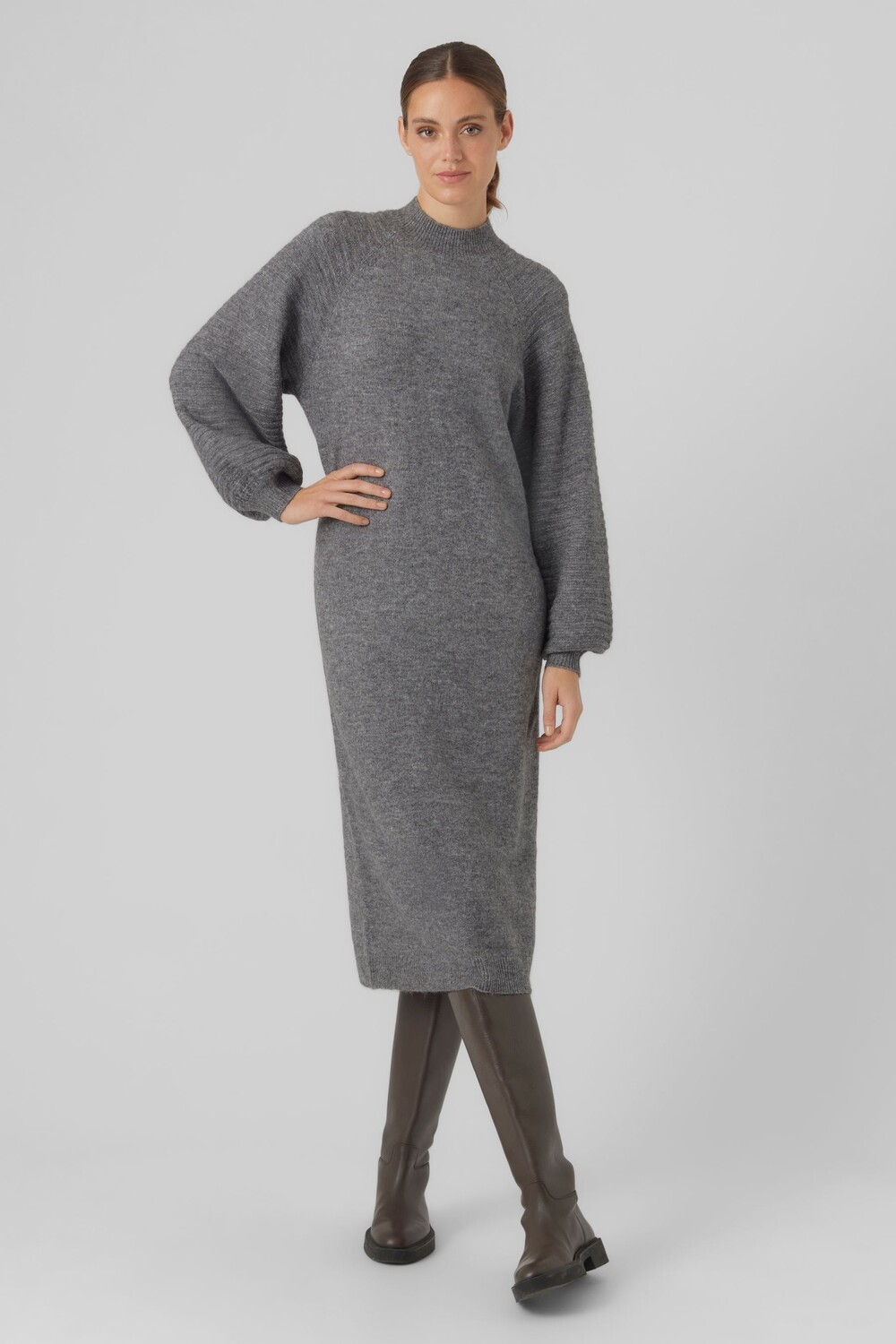 

Платье макси косой вязки Vero Moda, серый