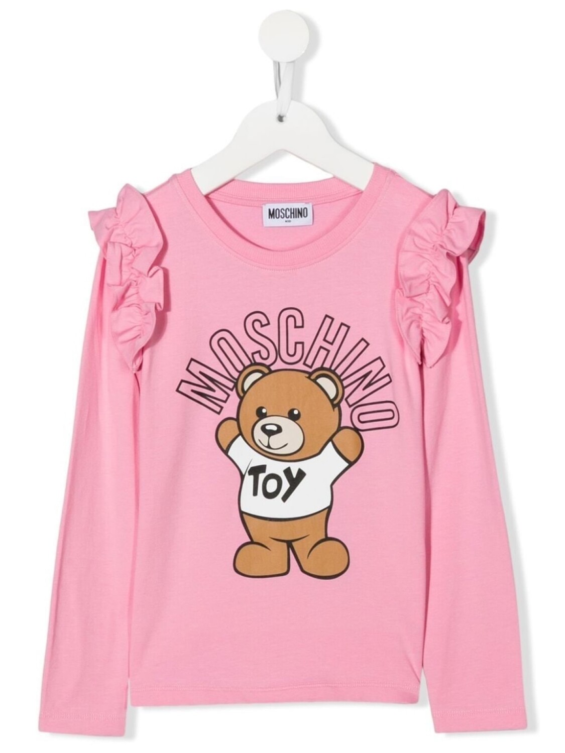 

Moschino Kids футболка с оборками и принтом Teddy Bear, розовый