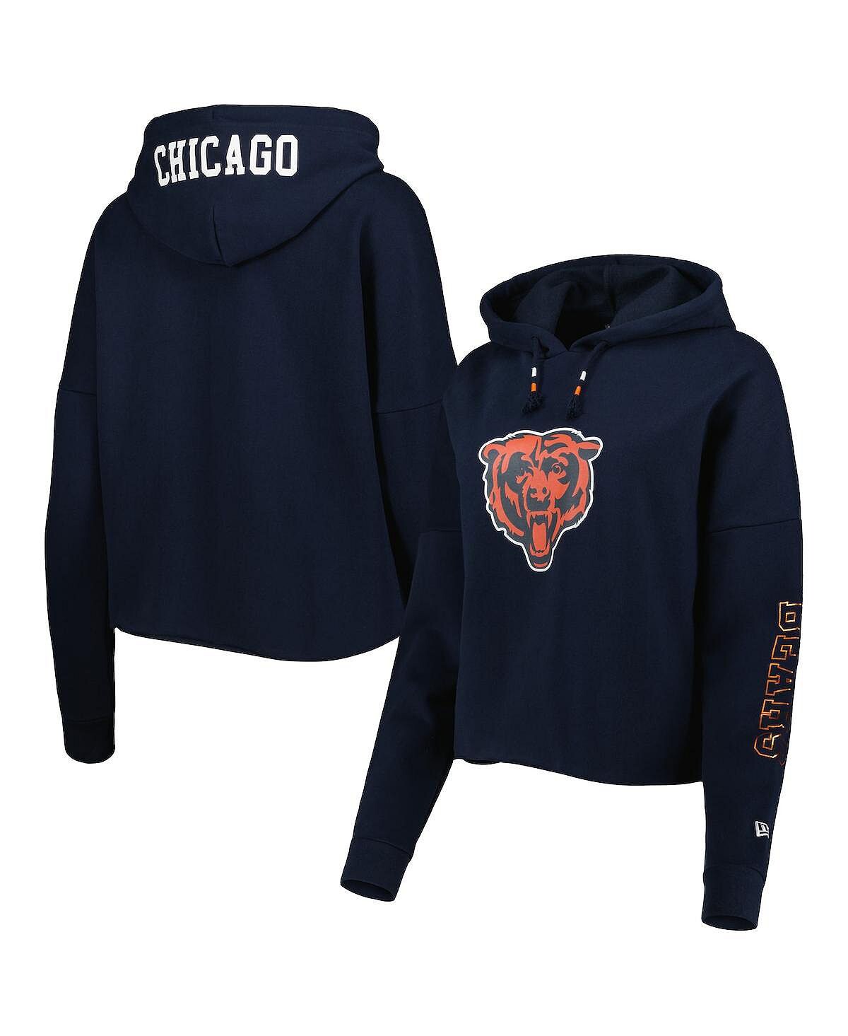 

Женский темно-синий пуловер с капюшоном и рукавами из фольги Chicago Bears New Era, темно-синий