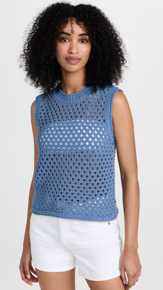 

Свитер Madewell Open-Stitch Crop Vest, синий