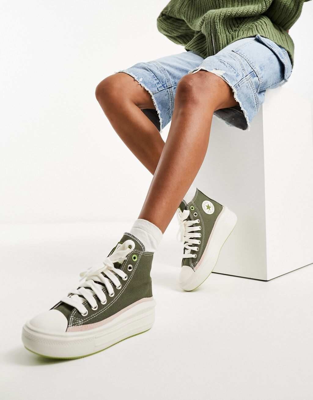 

Кроссовки цвета хаки Converse Chuck Taylor All Star move Hi