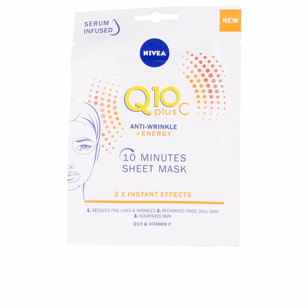 Маска для лица Q10+ vitamina c anti-arrugas+energizante mascarilla facial Nivea, 1 шт дневной крем для лица q10 plus c energizante anti arrugas dia nivea 50 ml