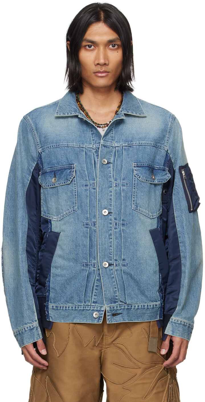 

Синяя джинсовая куртка со вставками Sacai