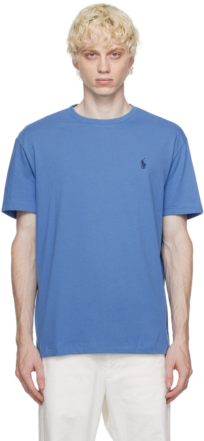

Синяя футболка с вышивкой Polo Ralph Lauren, Синий