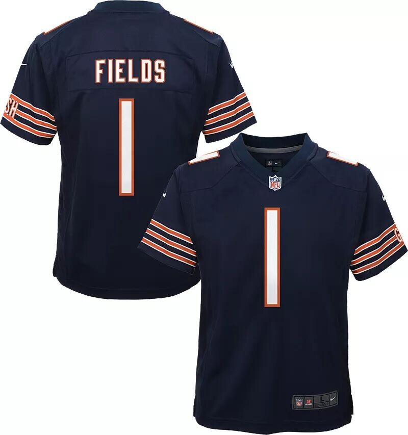 

Темно-синяя игровая майка Nike Youth Chicago Bears Justin Fields #1