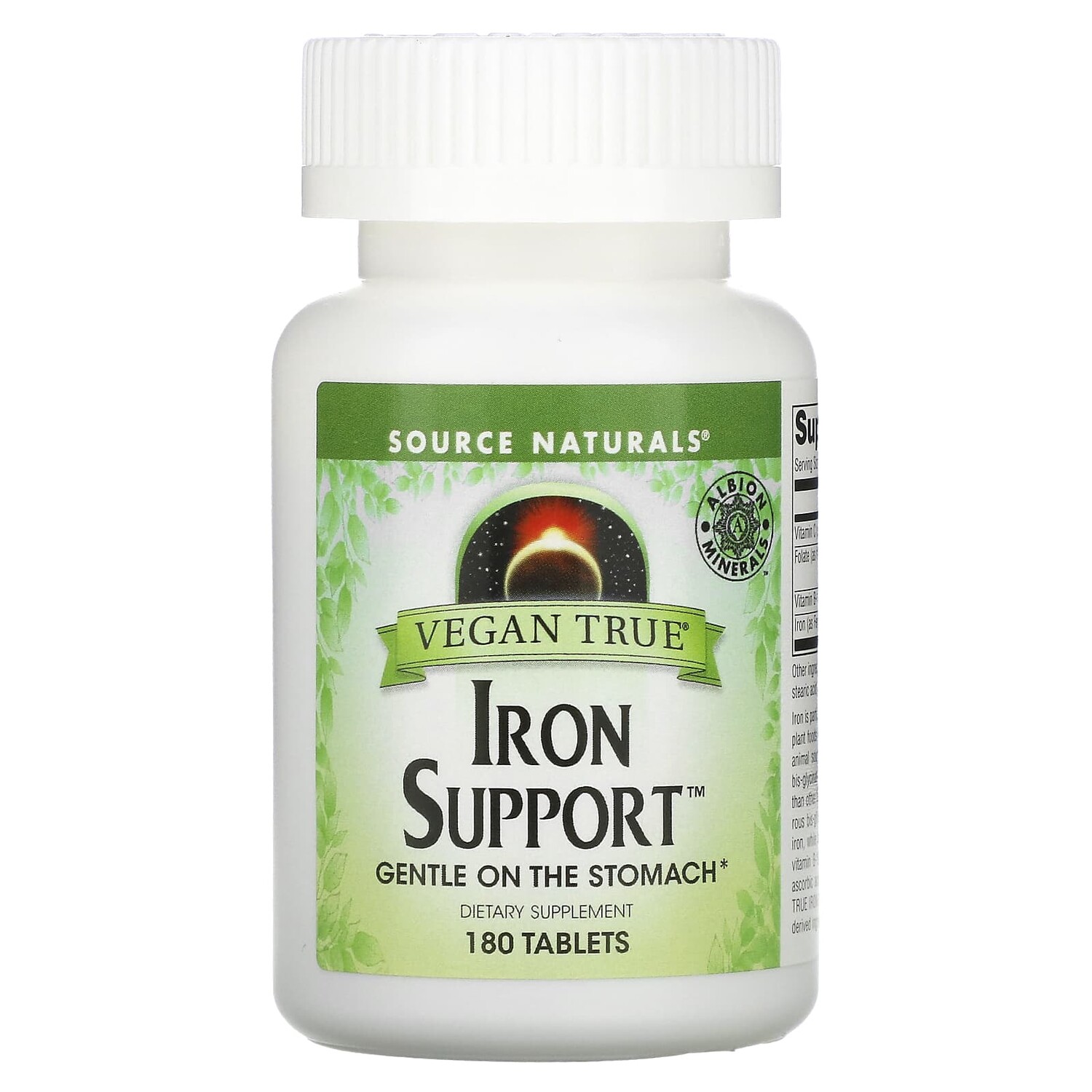 

Vegan True, Iron Support (препарат для поддержания уровня железа, подходит для веганов), 180 таблеток, Source Naturals