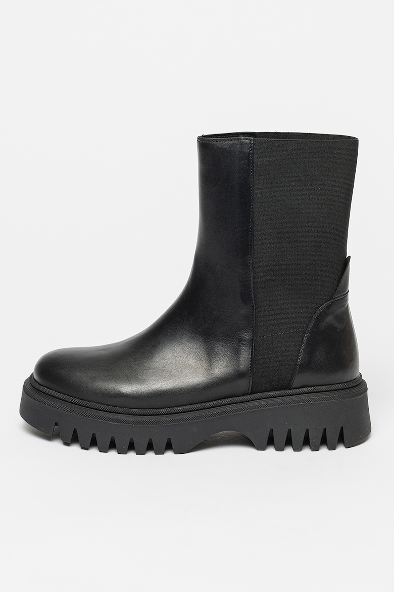 Кожаные ботинки массивного дизайна Stefanel, черный