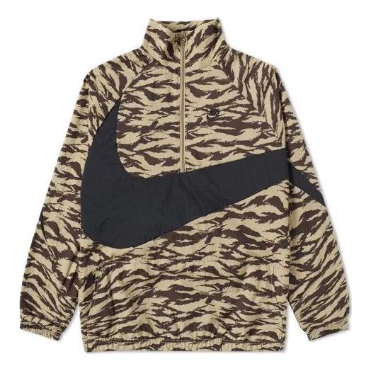 Куртка Nike AOP Swoosh Half Zip Woven Jacket 'Brown', коричневый куртка nike swoosh half zip jacket white black белый