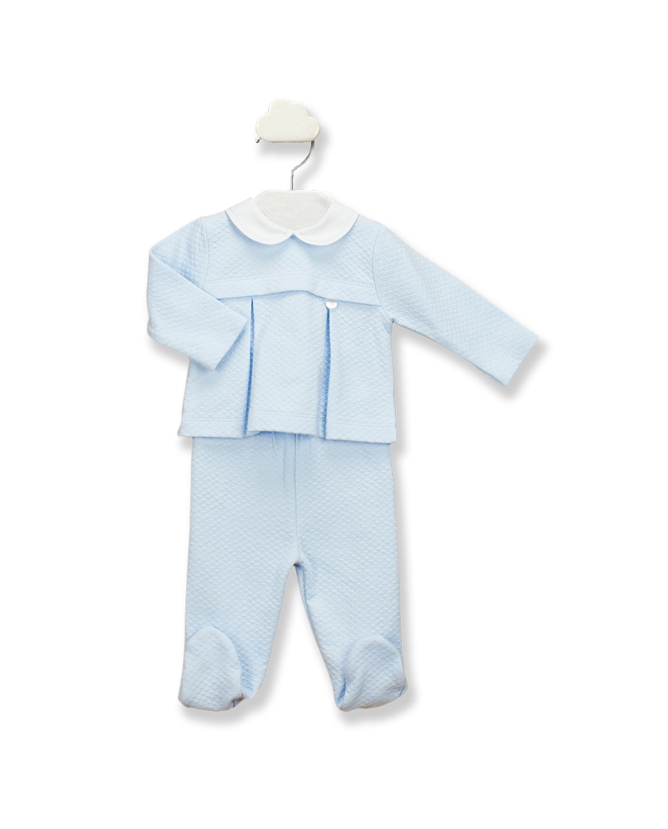 Комплект для мальчика из 100 % хлопка, состоящий из двух предметов, синего цвета BABIDÚ, синий