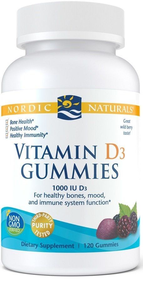 Витамин D в желе Nordic Naturals Vitamin D3 Gummies 1000 IU Wild Berry, 120 шт nordic naturals zero sugar vitamin d3 gummies wild berry 1 000 iu 60 gummies