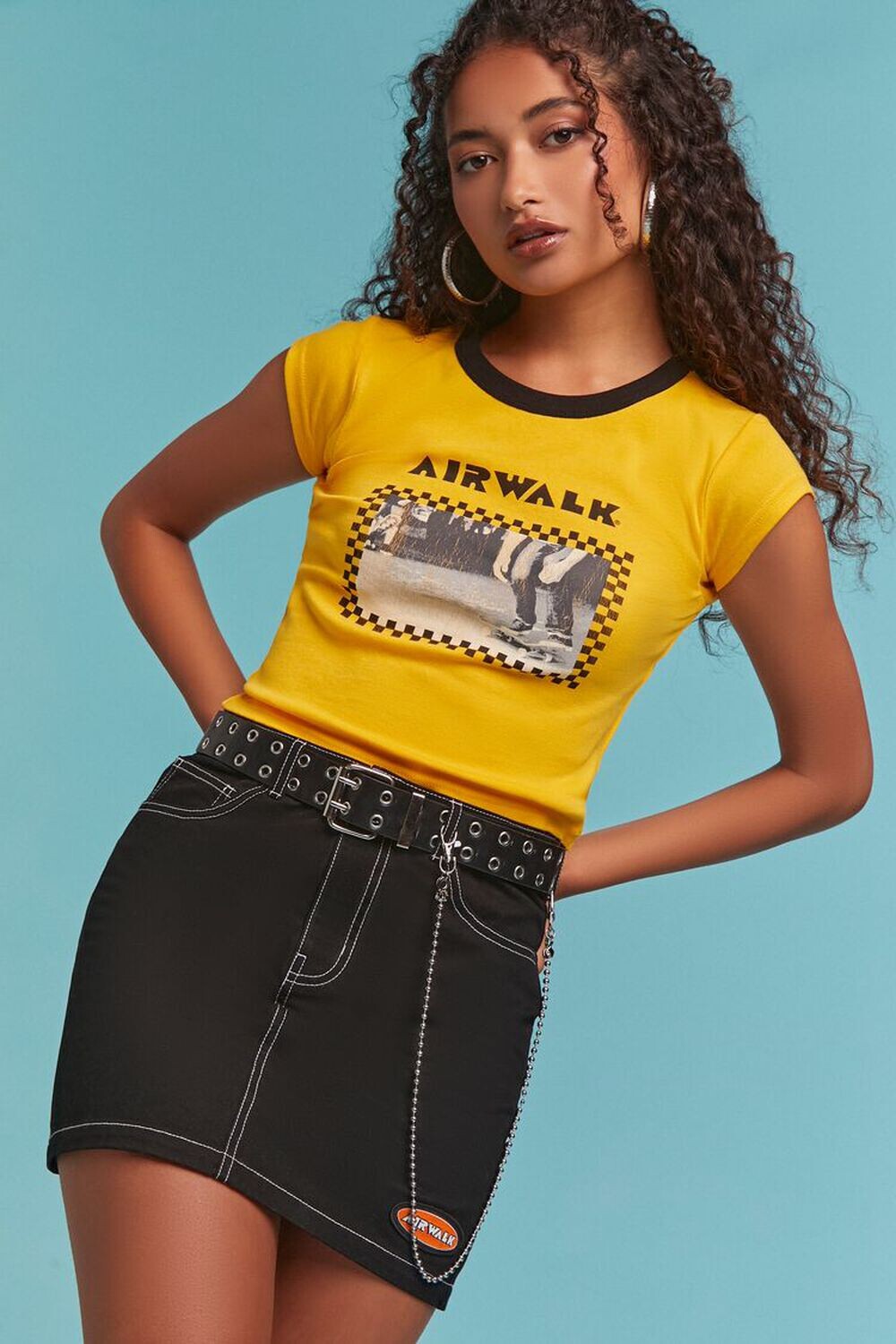 

Джинсовая мини-юбка Airwalk Forever 21, черный