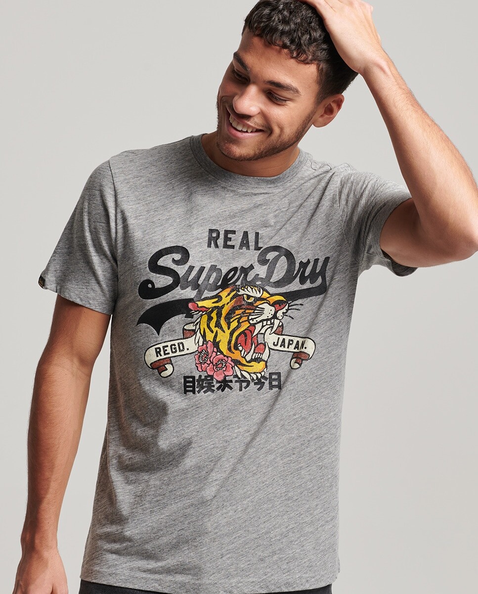 

Мужская футболка с винтажным логотипом Superdry, серый