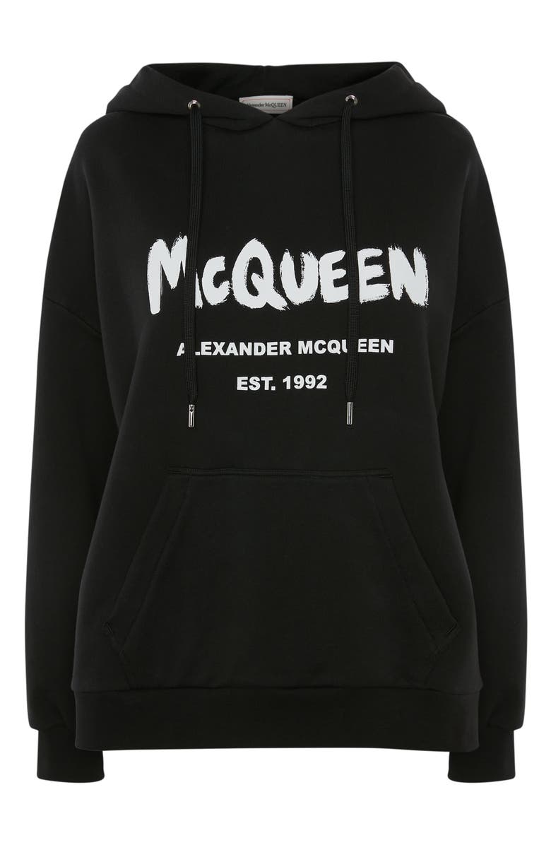 

Худи из хлопка с логотипом в виде граффити ALEXANDER MCQUEEN, черно-белый