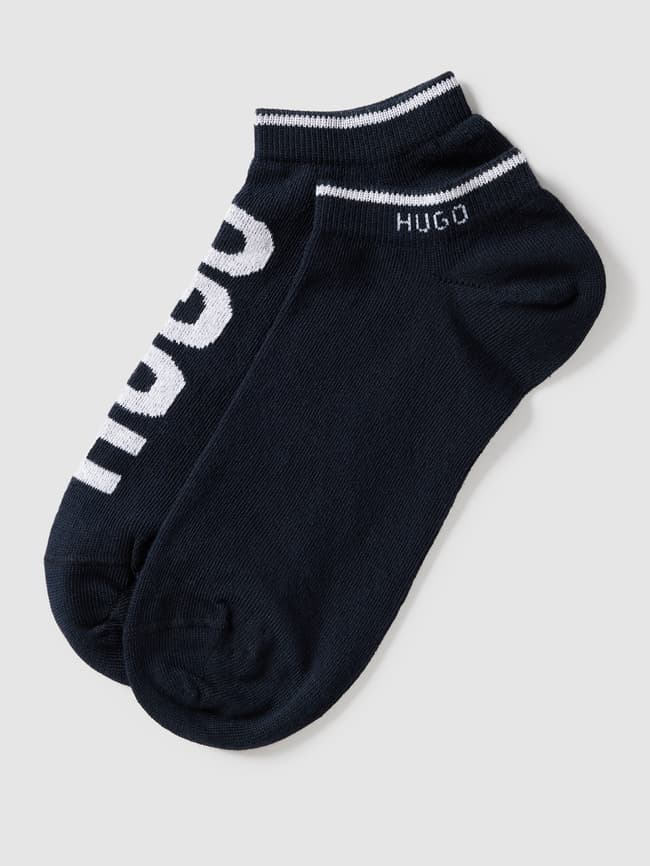 Носки-кроссовки с логотипом, в упаковке 2 шт., модель Logo HUGO, темно-синий черный свитшот с полосками и логотипом hugo diragol s hugo red