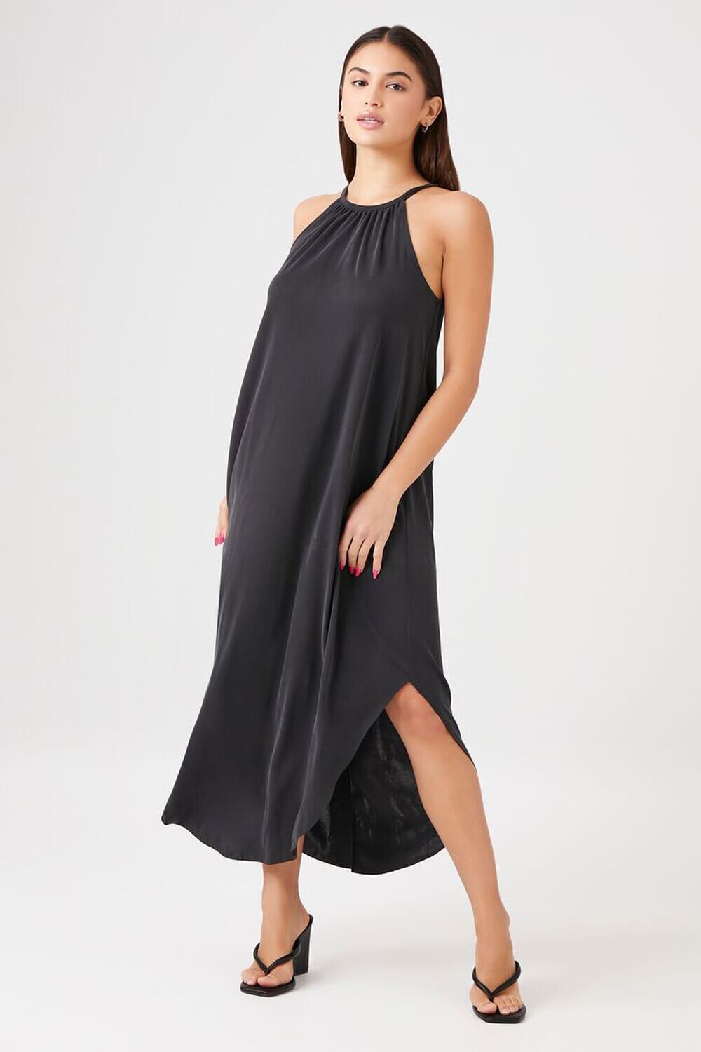 

Платье макси с дельфиновым краем Forever 21, черный