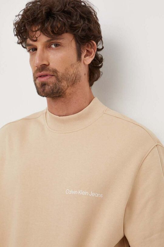 

Хлопковая толстовка Calvin Klein Jeans, бежевый