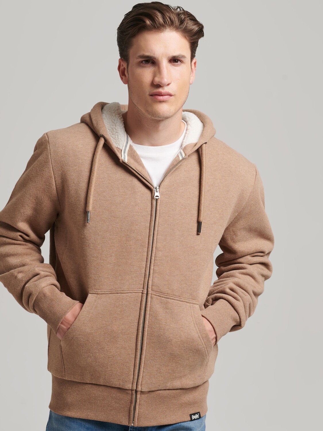 

Толстовка на молнии с подкладкой Essential Borg Superdry, бак тан марл