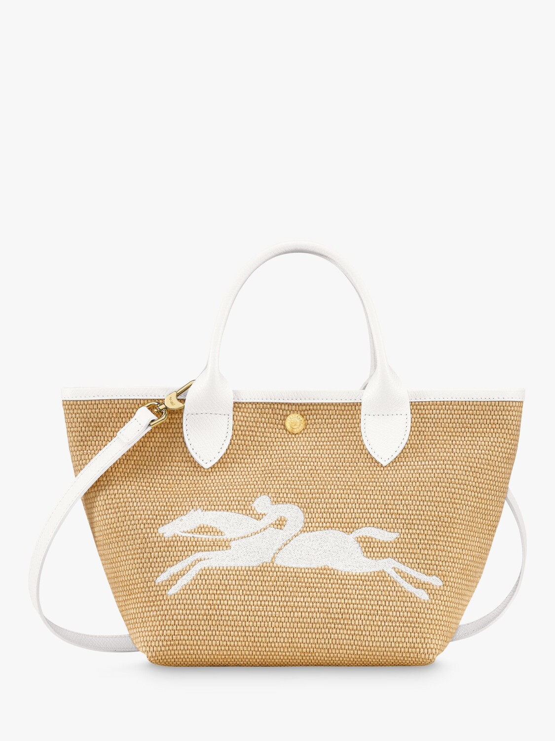 

Longchamp Le Panier Pliage Холщовая сумка-корзина с верхней ручкой, белая