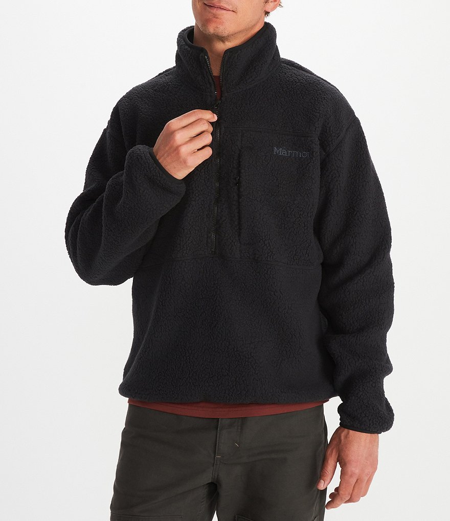 Однотонный флисовый пуловер с молнией до половины длины Marmot Aros, черный