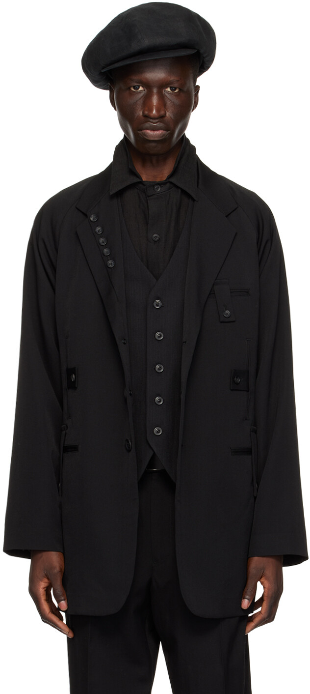 

Черный пиджак с пятью карманами Yohji Yamamoto