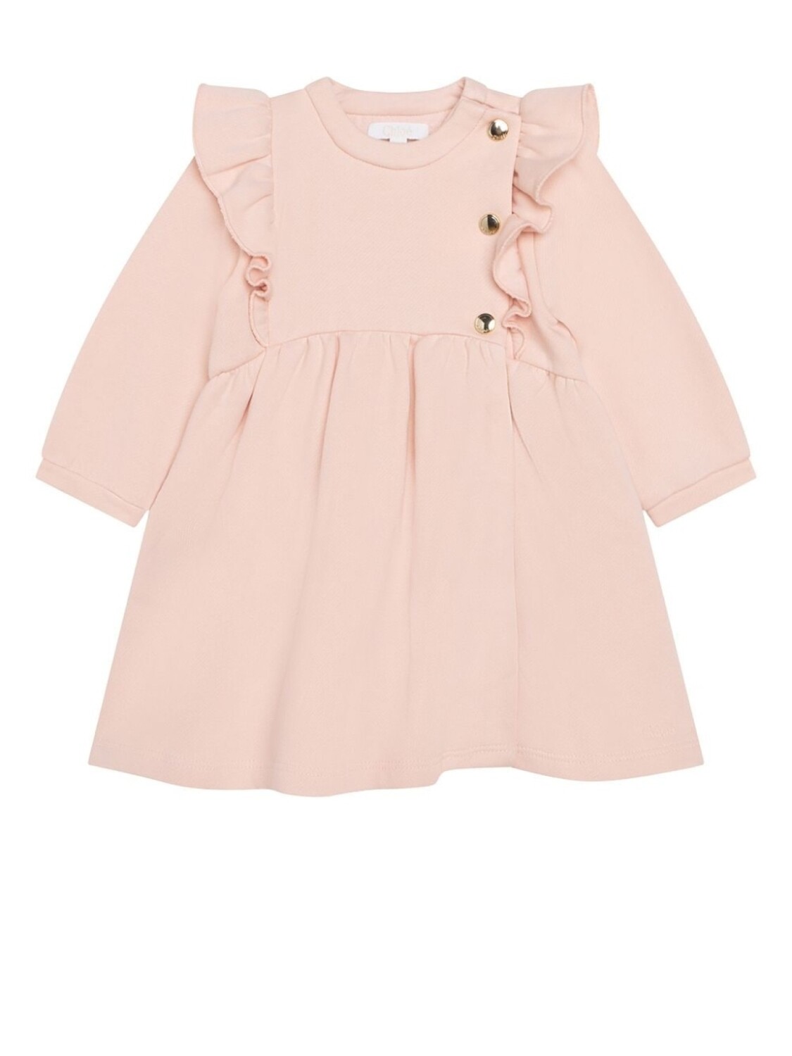 

Chloé Kids платье с длинными рукавами и оборками, розовый