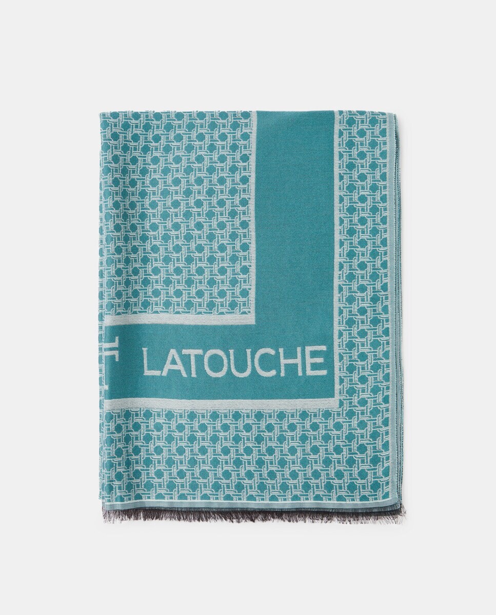 

Темно-зеленый хлопковый шарф с логотипом Latouche, темно-зеленый