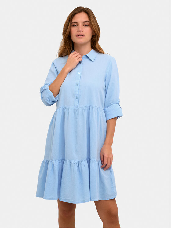рубашка свободного кроя kaffe бежевый Платье-рубашка свободного кроя Kaffe, синий