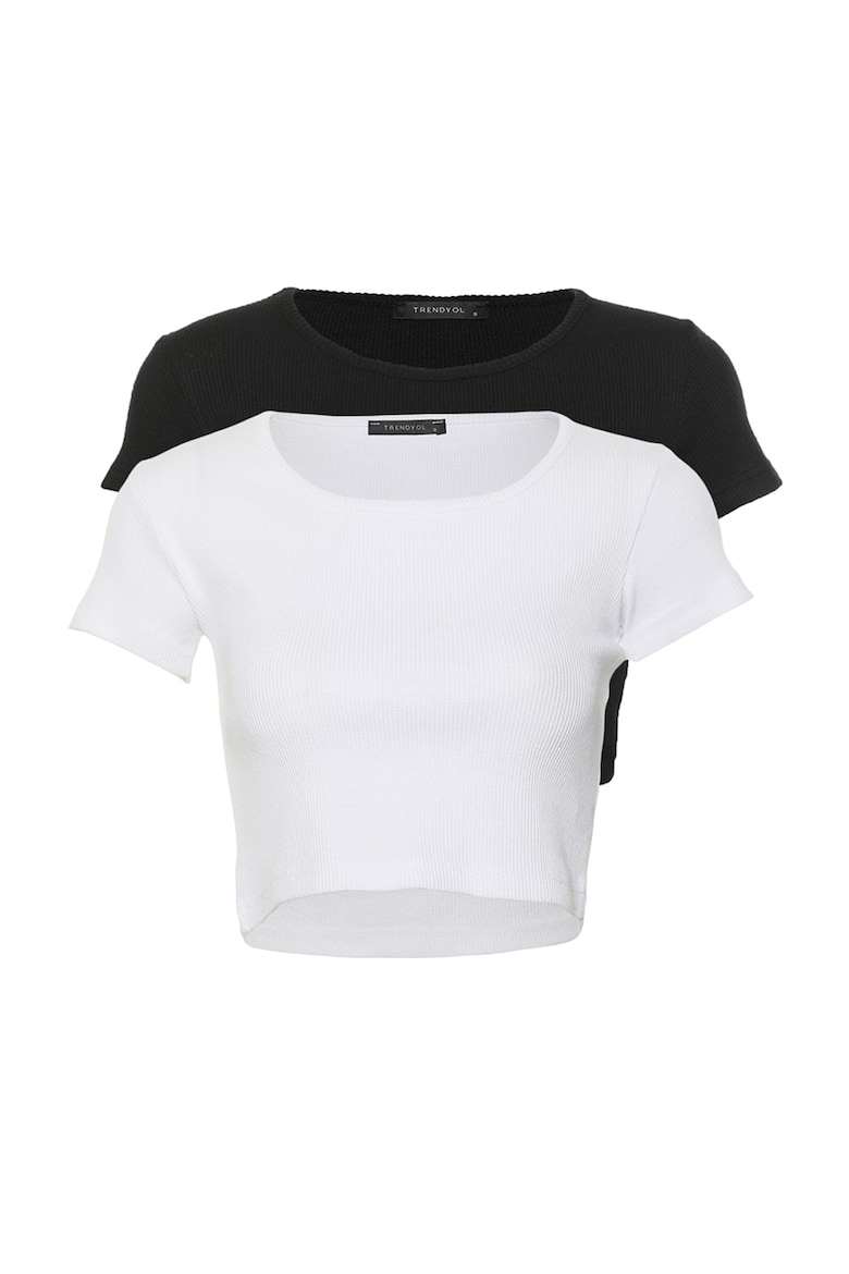 Короткие футболки, 2 шт Trendyol, черный цена и фото