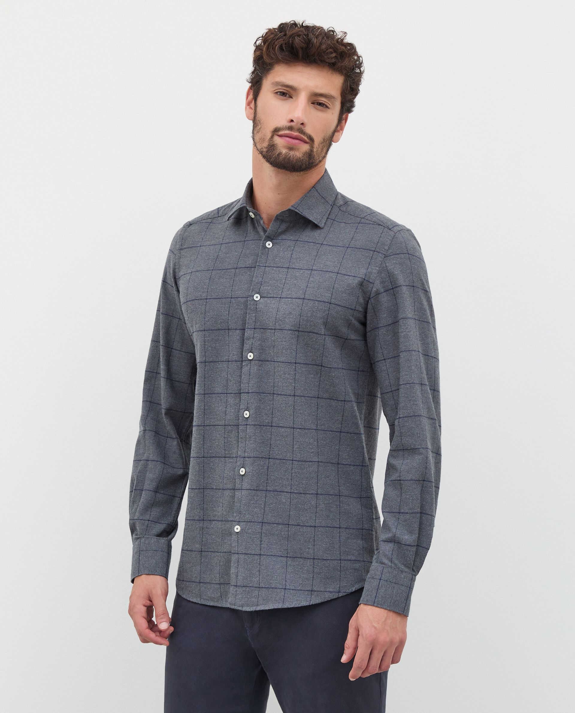 Rumford мужская фланелевая рубашка из чистого хлопка RUMFORD, темно-серый