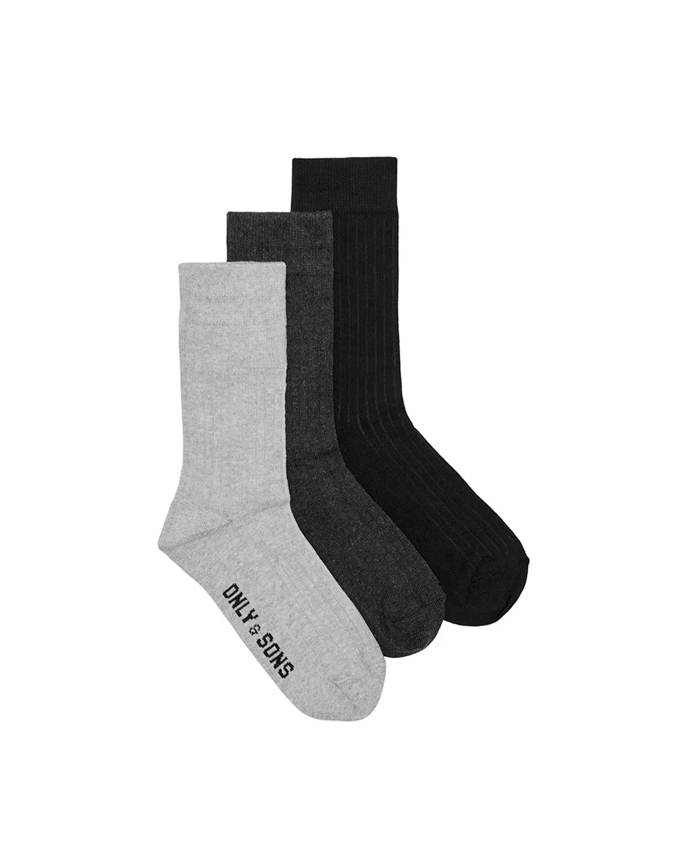 

Комплект из трех мужских дышащих спортивных носков Only & Sons, черный