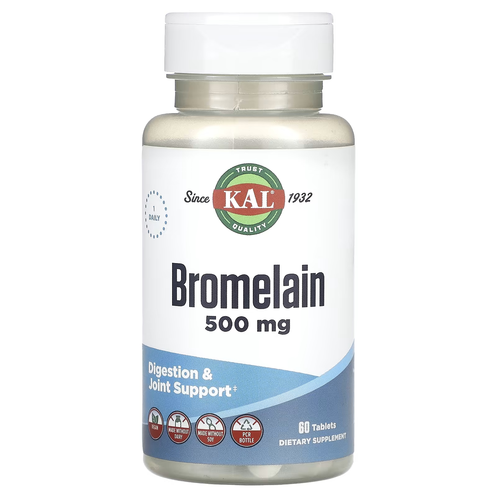 Бромелайн Kal 500 мг, 60 таблеток пищевая добавка naturesplus бромелайн 500 мг 60 таблеток
