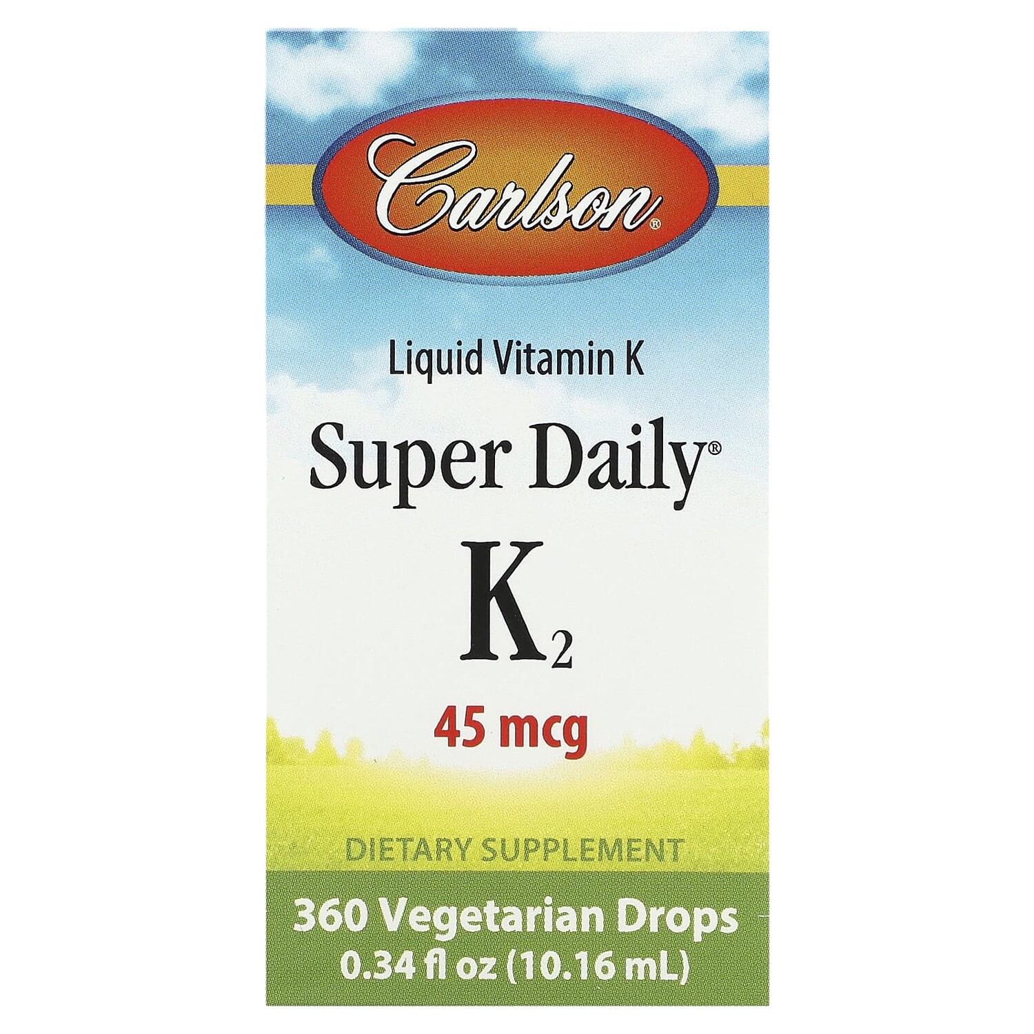 

Liquid Vitamin K, Super Daily K2, 45 мкг, 10,16 мл (0,34 жидк. Унции), Carlson