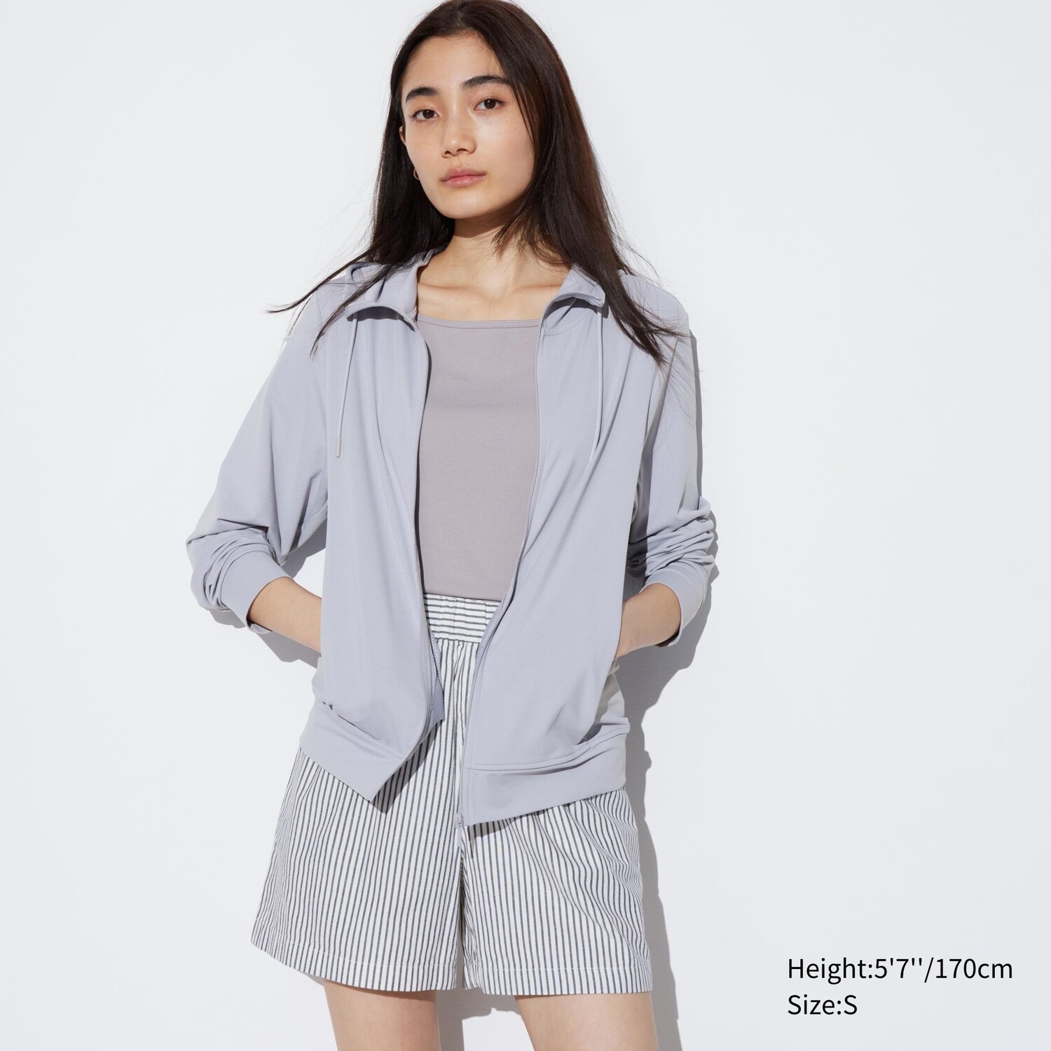 

Толстовка Uniqlo Airism mesh на молнии с уф-защитой, серый