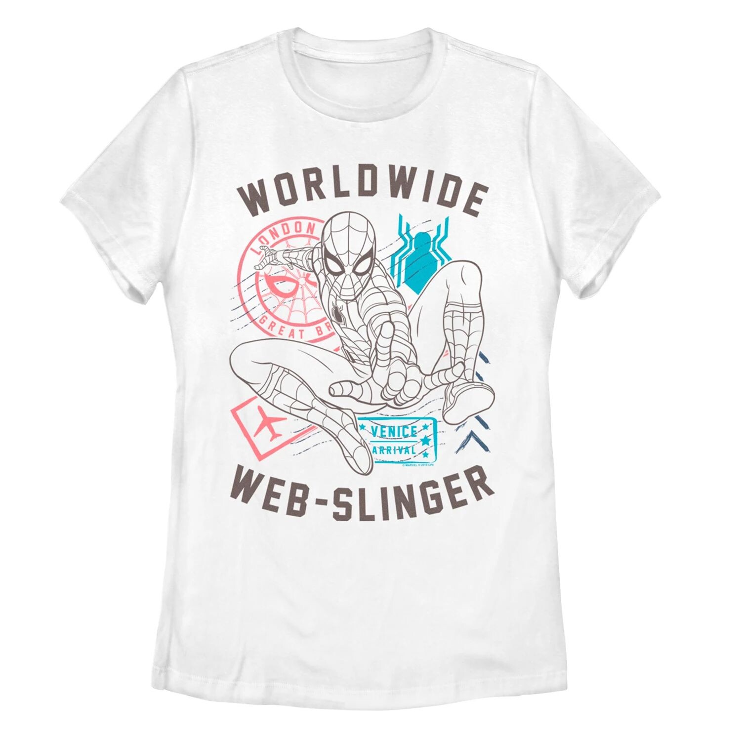 

Футболка с изображением Человека-паука Marvel вдали от дома для юниоров World Wide Web-Slinger Licensed Character