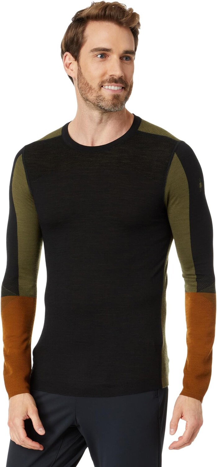 

Intraknit Merino 200 Crew Color-Block Smartwool, цвет Black/Winter Moss
