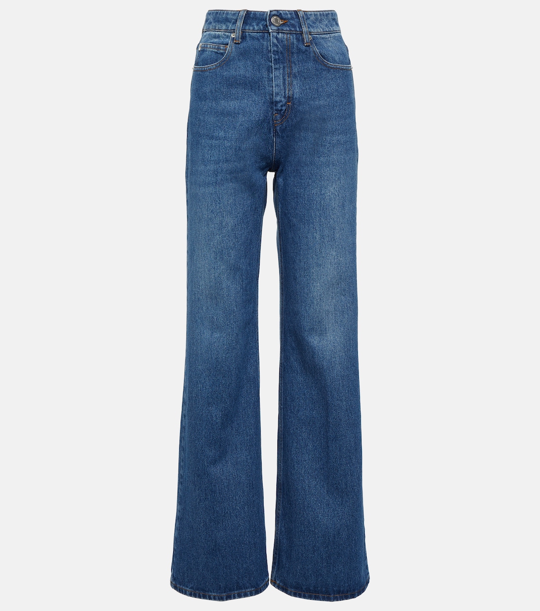 Прямые джинсы с высокой посадкой Ami Paris, синий
