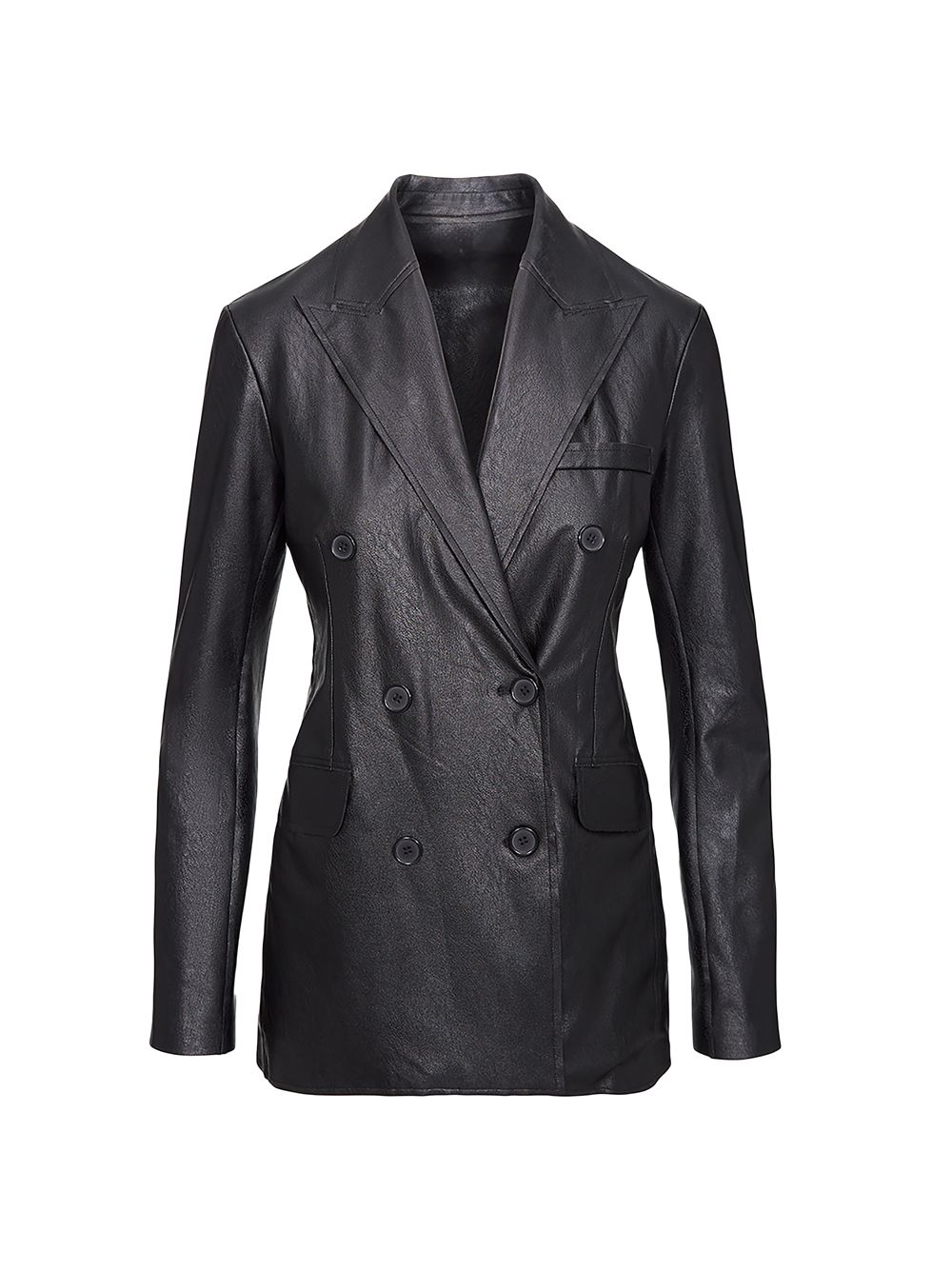 Двубортный пиджак из искусственной кожи Commando, черный пиджак из искусственной кожи черный gulliver