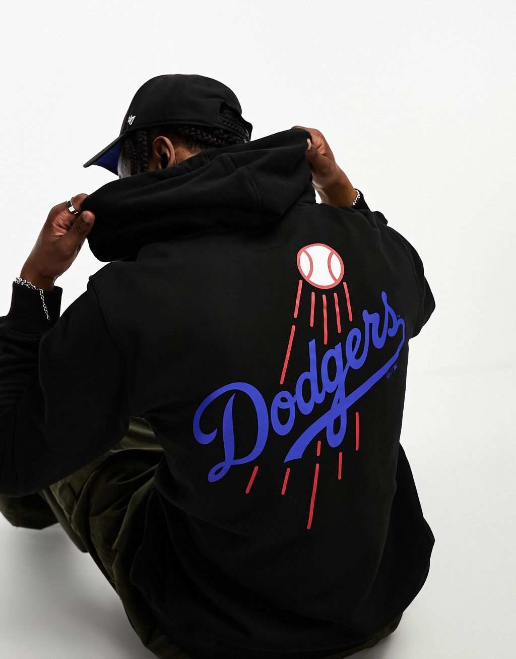 

Черный пуловер с принтом на груди и спине 47 Brand LA Dodgers