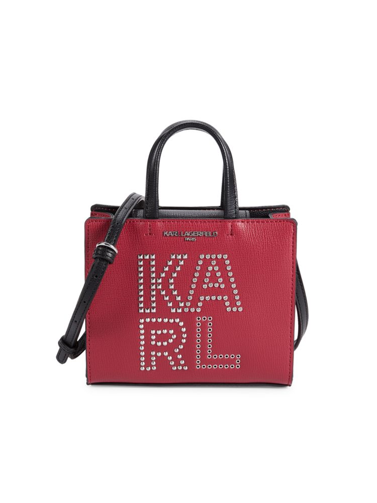 Мини-сумка через плечо Maybelle с логотипом и заклепками Karl Lagerfeld Paris, красный сумка через плечо maybelle с двойной молнией и подвеской karl lagerfeld paris черный