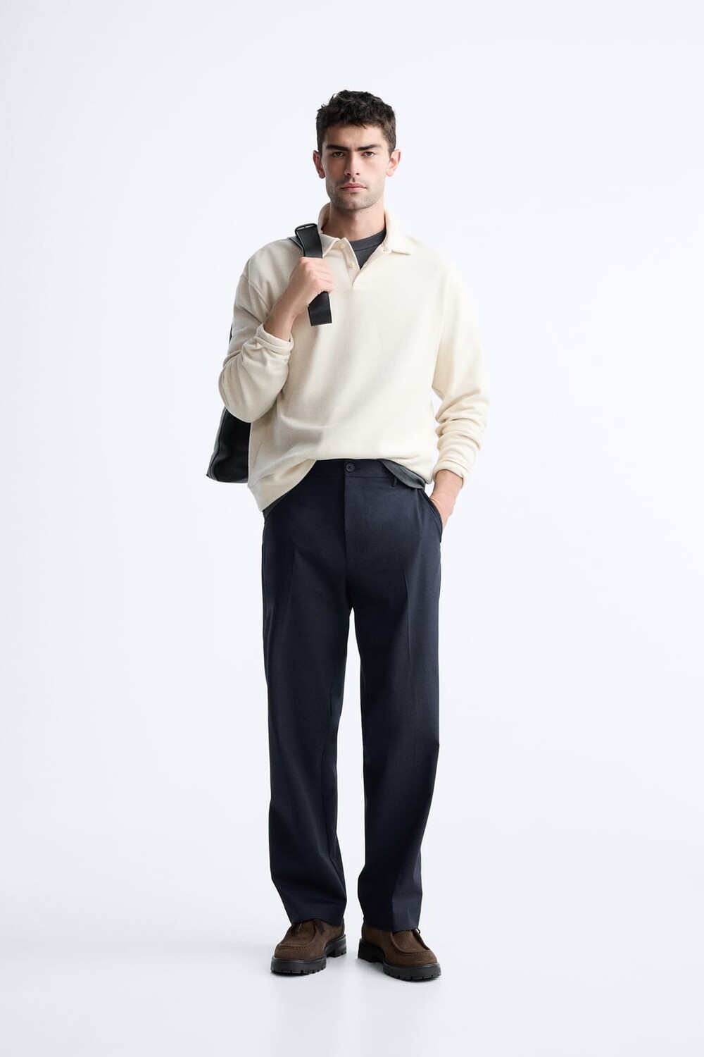 

Прямые брюки ZARA, темно-синий