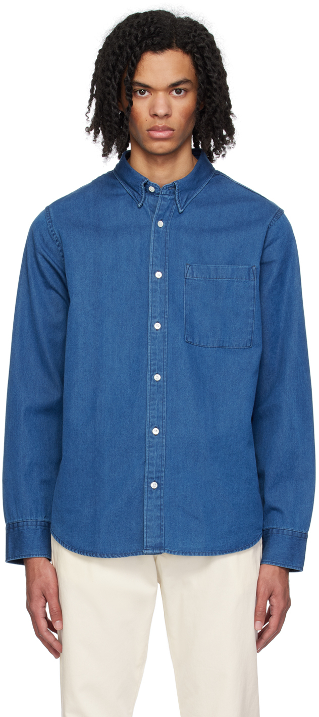 цена Синяя рубашка Cohen 5769 Средней стирки Nn07