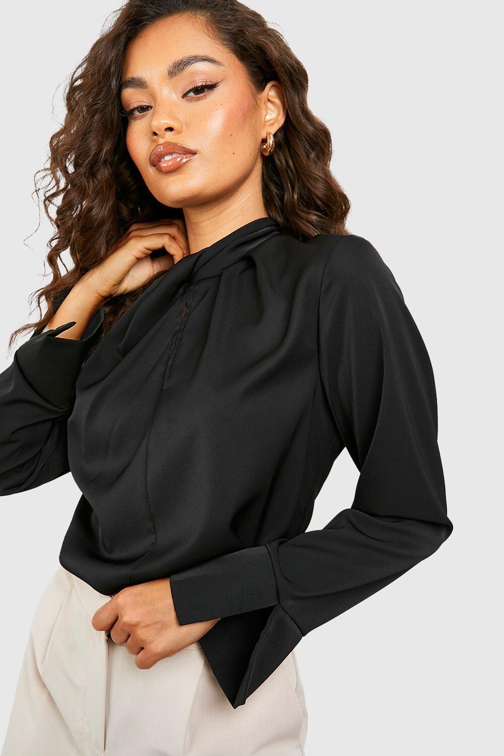 

Блузка с узловыми узлами Boohoo, черный