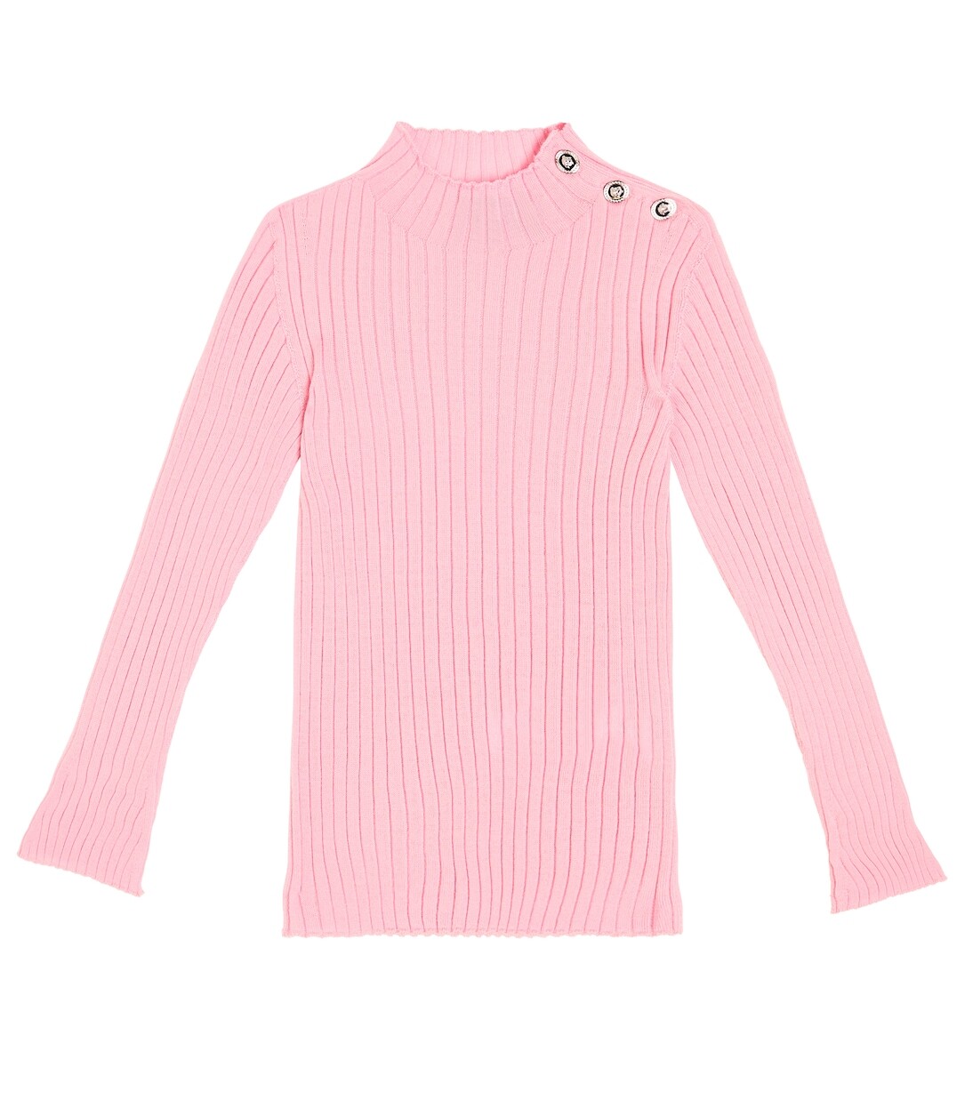 

Свитер из натуральной шерсти ребристой вязки Versace Kids, розовый