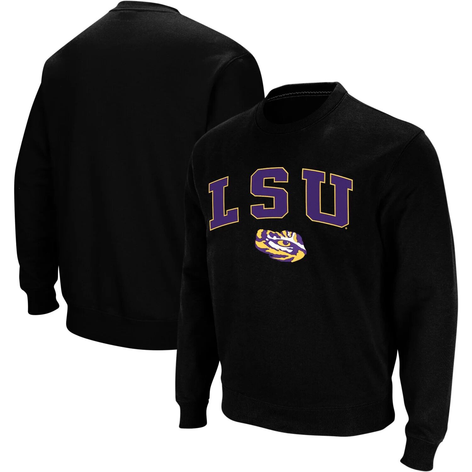 

Мужской черный свитшот с круглым вырезом LSU Tigers Arch & Logo Colosseum