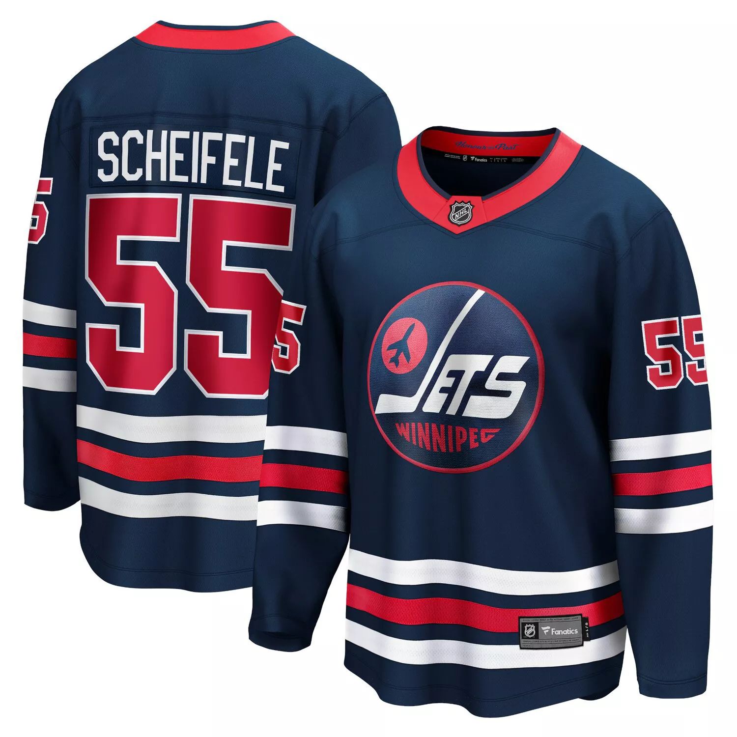 

Мужская футболка Fanatics Branded Mark Scheifele Navy Winnipeg Jets 2021/22 Alternate Premier Breakaway Player